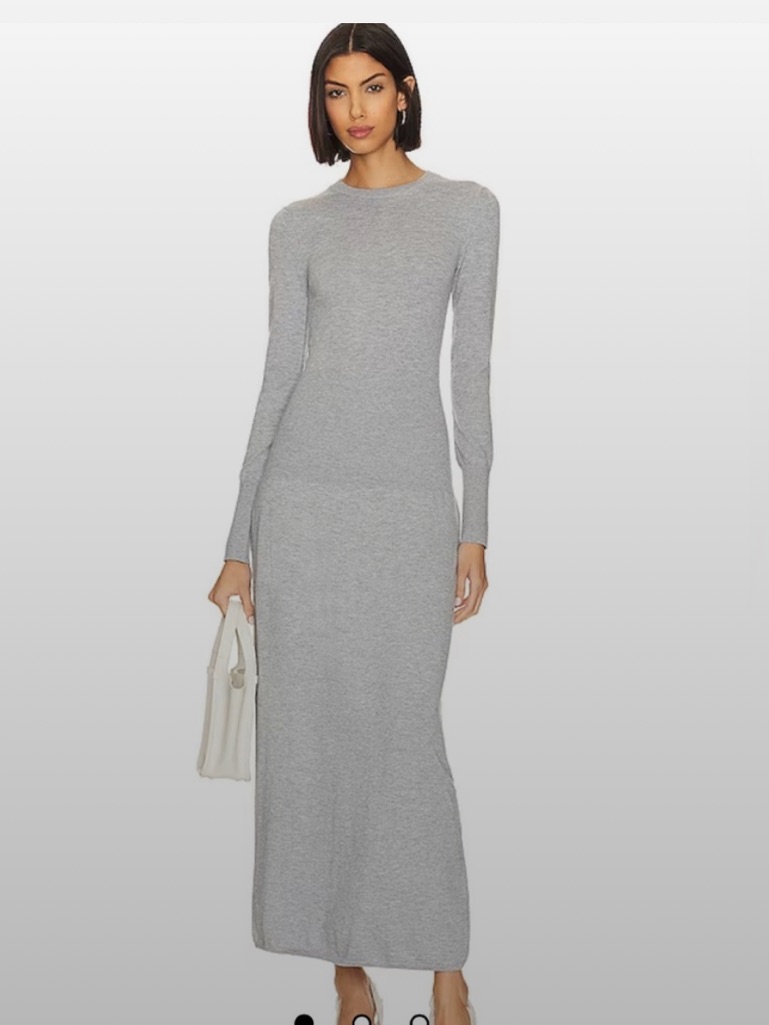 L'academie Siani Sleek Long-Sleeve Maxi Dress In Light Gray. Size S